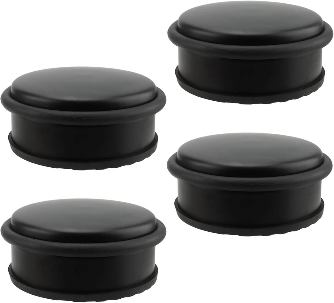 KINJOEK 4 PCS Heavy Duty No Drill Door Stopper, Stainless Steel Door Stop, Surrounded with Protective Rubber Bands Anti-Slip Door Wedge for Office, Home, Garage, Laundry Door, Black
