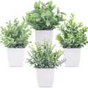 Der Rose 4 Pack Fake Plants Mini Artificial Greenery Potted Plants for Home Decor Indoor Office Table Room Farmhouse Bathroom Decor (4-grey)