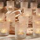 31Packs Votive Candle Holders, Glass Candle Holders Bulk Tealight Candle Holder for Table Clear Tea Light Candle Holder for Wedding Christmas Party