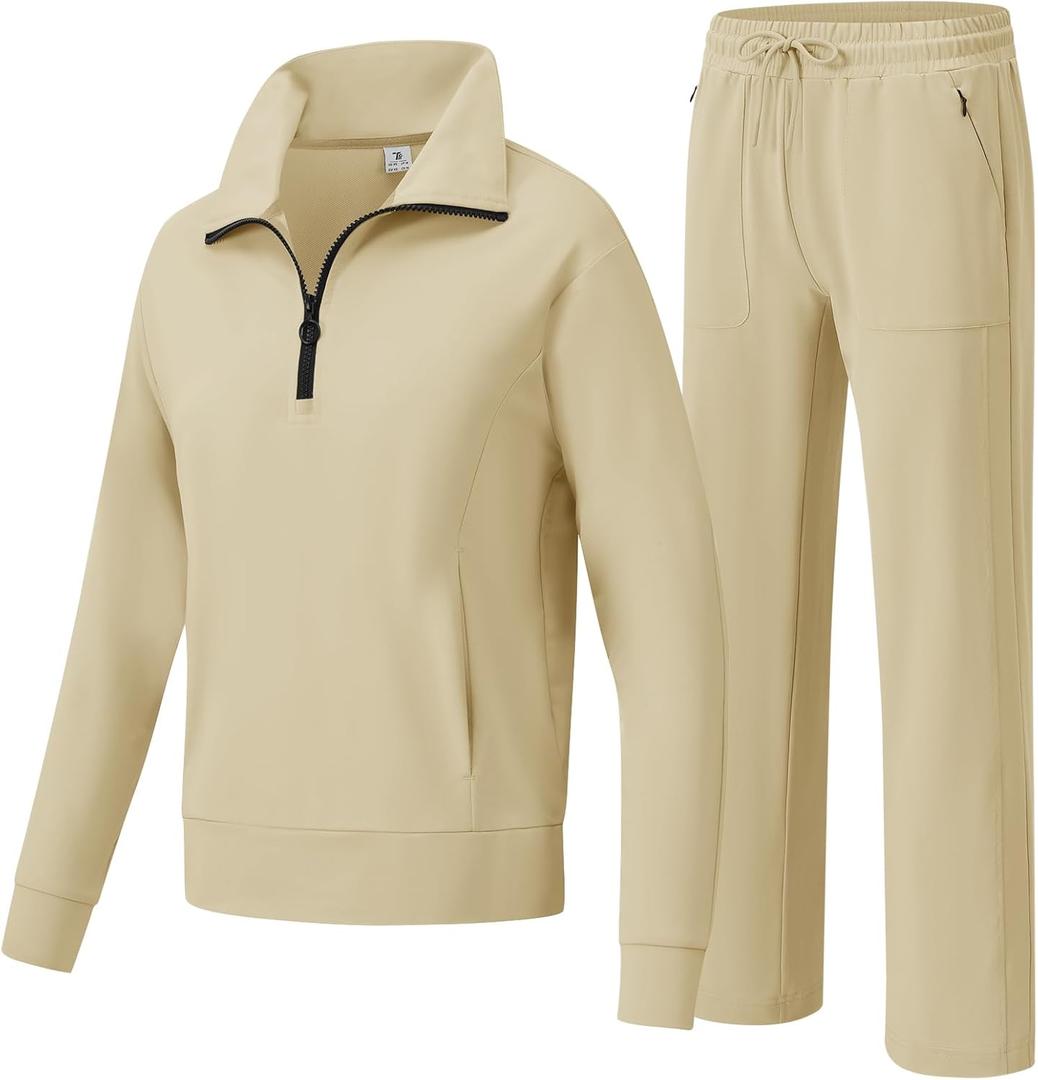YSENTO Women's Jogging Suits Outfits 2 Pieces Travel Clothes Tracksuits Sweat Suits Lounge Sets Matching Set (Large, Grey Coffee)