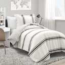 Lush Decor Farmhouse Stripe Reversible Cotton Duvet Cover Set, 2 Piece Set, Twin XL, Black - Twin Bedding Set - Dorm Decor - Striped Duvet Cover For Kids Or Teens - Farmhouse Bedroom Decor