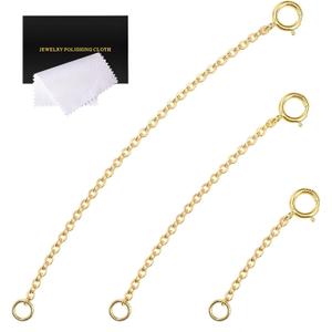 Gold Necklace Extenders 14k Extender Chain 925 Sterling Silver Extension Bracelet Chain Extenders for Necklaces 3 Pcs (1 2 3 Inch)(Gold)
