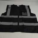 Dib Safety Reflective Vest High Visibility with Pockets and Zipper, Black L