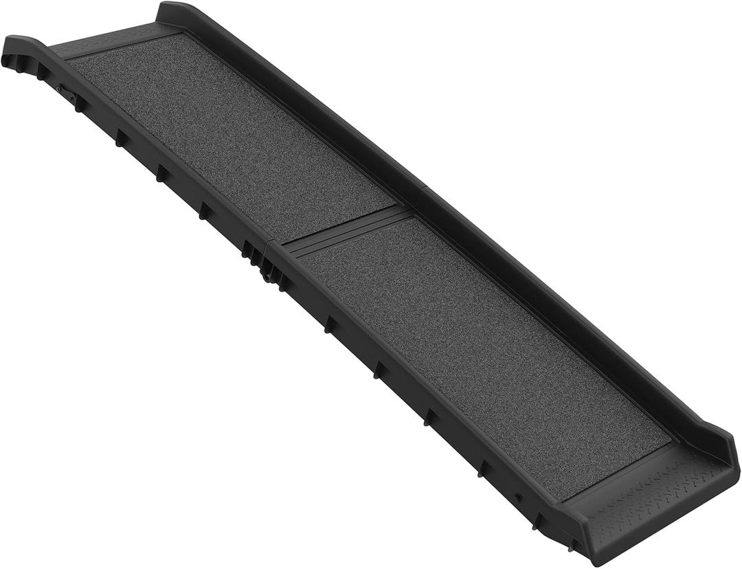 Dog Ramp - Folding, Nonslip Pet Ramp for Dogs to Get into Cars, Trucks, SUVs, or RVs - Portable Pet Ramps with Raised Side by PETMAKER, 61"L x 15.5"W x 5.5"H,(Black)