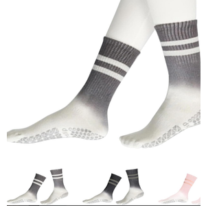 YOZHAKOU Pilates Yoga Socks with Grips for Women, Colorful Non Slip Crew Athletic Socks for Pilates, Barre, Ballet, Trampoline, Hospital, Exercise, Gym. (gray)SIZE GUIDE ONESIDE US Women's 5.5-9 Upc, Pack 2