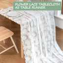Jayla White Lace Tablecloth 54 X 54 Inches Square Camellia Flower Embroidered Wedding Table Cloths for Outdoor Party Reception, Dinner Party, Baby Shower, Tea Decorations, Home Decor