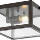 JONATHAN Y JYL9553A Eleanor 8" 1-Light Farmhouse Industrial Square Iron/Glass Case LED Flush Mount Minimalist, Contemporary, Traditional, Living Room, Dining Room, Bedroom, Oil Rubbed Bronze