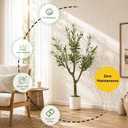 Olive Trees Artificial Indoor, 4ft Tall Olive Tree with White Planter, Faux olive tree with Natural Wood Trunk & Realistic Leaves & Lifelike Fruits, Artificial Plants for Home Decor Office Living Room