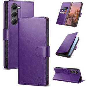 Wallet Case for Samsung Galaxy S23 with RFID-Blocking Credit Card Holder, PU Leather Folio Flip Cover Women Men Protective Phone Case Compatible with Samsung S23, Purple