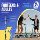 Kick Scooter for Kids Ages 8+ Teens & Adults, with Front handbrake and Rear Brake, and Adjustable Handlebars, Big Sturdy PU Flash Wheels Great Gift & Toy