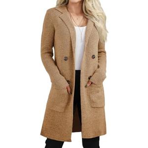 VIMPUNEC Women's Open Front Long Cardigan Sweaters Fall Casual Knit Jackets Coatigan with Pockets, M