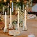 12 Set Glass Hurricane Candle Holders 11.8" Open Ended Glass Candleholder Tube Shape Bottomless and 2.1" Taper Clear Candlestick Holder Bulk for Table Centerpiece Wedding Party Home Decor (12, Clear)