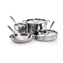 All-Clad D3 3-Ply Stainless Steel Cookware Set 7 Piece Induction Oven Broil Safe 600F Pots and Pans,Silver