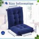 Juexica 4 Set Outdoor Patio Chair Cushions Corduroy Seat High Back Tufted Pillow Replacement Rocking Patio Chair Pads for Outdoor Indoor Home Office(Navy Blue)