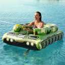 Inflatable Tank Pool Floats Adults - Jasonwell Kids Pool Floaties Swimming Pool Tank with Water Cannon Gun Swim Floaty Rafts Lake Beach Party Pool Toys for Boys Girls Kids Adults (Green)