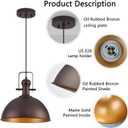 12 Inch Oil Rubbed Bronze Farmhouse Pendant Lights Large Pendant Lights for Kitchen Island Industrial Adjustable Height Vintage Big Dome Hanging Light Fixtures for Barn, Dining Room 2 Packs