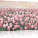 Kalormore Tulip Flower Framed Canvas Wall Art Modern Wildflower Wall Decor Large Elegant Floral Artwork for Living Room Bedroom Office (Pink), 48"L x 24"W