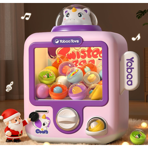 34 Pcs Vending Machine Kids Toys , Unicorns Electronic Game Toys for Girls 3 4 5 6 7 8 Year Old, Mini Vending Machine, Gumball Prize Machine Maker Game for Party, Idea Gift for Girls Age 35 46, Purple