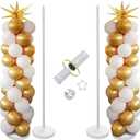 Balloon Column Stand Kit Set of 2, 56 Inch Height Adjustable Splicing Metal Balloon Stand Tower Pillar with Base,Reusable Balloon Arch Stand Holder Kits for Floor,Birthday,Wedding,Party Decoration