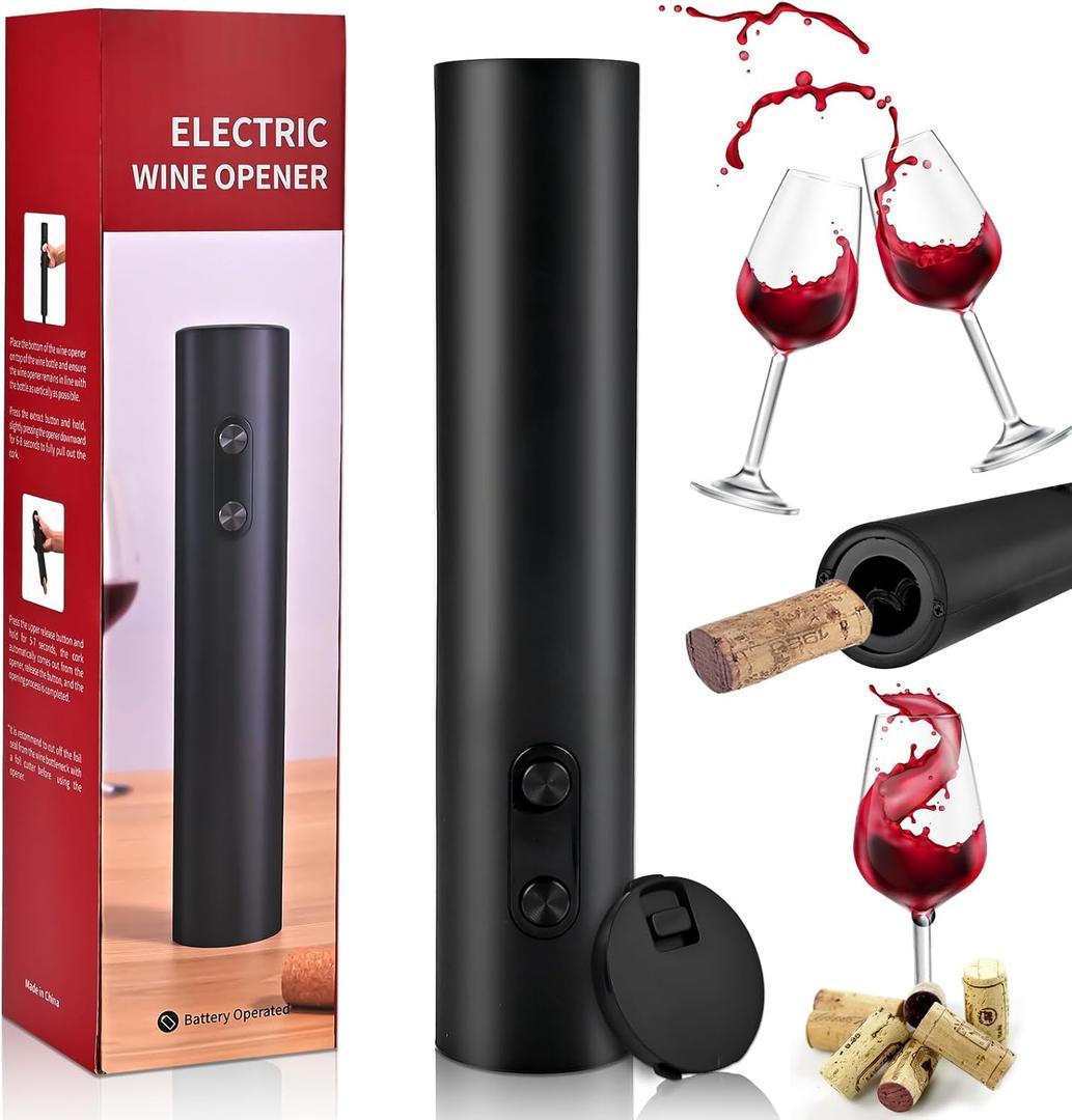 Casuenia Electric Wine Opener, Battery Operated Wine Bottle Openers, One-Button Operation & Easy Carry Corkscrew Wine Opener for Home Party Bar Wedding, Gifts for Wine Lovers Women Men Waiter