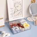 Yesesion Clear Office Organizer Drawer for Desk, 2 Pack Plastic Pen and Pencil Holder with Adjustable Compartment, Large Desk Accessories Display Caddy for Home, Cabinet, Bathroom (Type B - 2 Pack)