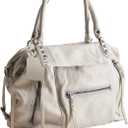 Women's Large Tote Bag City Tote Bag Purse with Zipper Women Vegan Leather Hobo Handbags with Adjustable Strap (White)