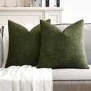 MIULEE Pack of 2 Olive Green Decorative Pillow Covers 18x18 Inch Soft Chenille Couch Throw Pillows Farmhouse Cushion Covers for Home Decor Sofa Bedroom Living Room