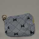 Period Bag for Teen Girls, Corduroy Cute Sanitary Napkin Storage Bag, Menstrual Pad Tampon Holder for Purse (Blue-Bow Tie)