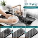 eormoe Faucet Mat for Kitchen Sink - Wider Diatomite Fast Drying Stone Sink Tray, Super Absorbent, Prevents Moisture Buildup - Faucet Splash Guard for Bathroom Counter (Dark Grey, 15x5.3inch)