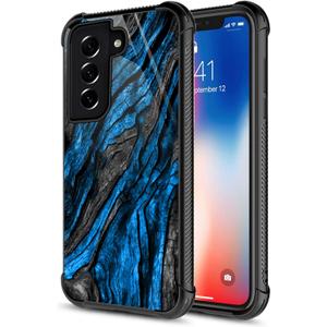 CARLOCA Compatible with Samsung Galaxy S22 Case,Navy Blue Camo Wood Grain Samsung Galaxy S22 Cases Graphic Design Shockproof Anti-Scratch Drop Protection Case for Samsung Galaxy S22