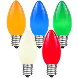 Novelty Lights 25 Pack C9 Ceramic Outdoor Christmas Replacement Bulbs, Multi, E17/C9 Intermediate Base, 7 Watt