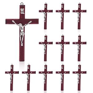 SHAOQINLIN 12 Pieces Crucifix Wall Cross, 4.7 Inch Wooden Wall Hanging Cross Wall Decor Home Decor