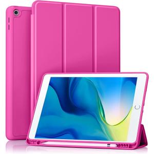 Akkerds Case Compatible with iPad 10.2 Inch 2021/2020/2019, for iPad 9th/8th/7th Generation Case with Pencil Holder, Protective Cover with Soft TPU Back, Auto Sleep/Wake, Rose