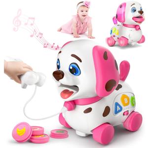 Musical Toys for 1 Year Old Girl Gifts, Bilingual Baby Toys 6-12-18 Months, First 1st Birthday Girl Gifts, Learning Educational Toddlers Puppy for 1 Year Old Boy Present (Pink)