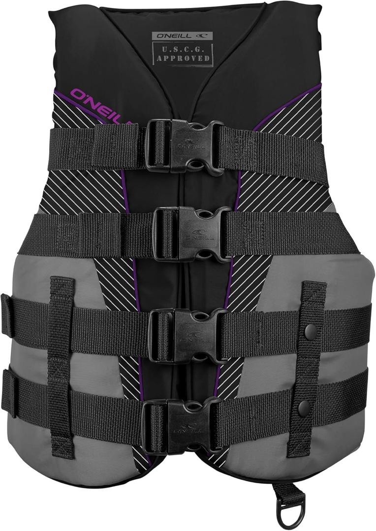 O'Neill Women's SuperLite USCG Life Vest (Medium, Black/Smoke/Black:Ultra Violet)