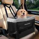 Dog Car Seat for Small Dogs, Dual Side Safe Straps Booster Seat for Small Pets up to 25lbs, Washable & Detachable(Black/Dark Grey)