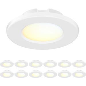 4 Inch LED Mini Surface Mount Light, Recessed Trim, Small Flush Mount Ceiling Light for Hallway, Bathroom, Kitchen, 120V, 60W Replacement, 5CCT Selectable, ETL, Wet Rated, White/12 Packs