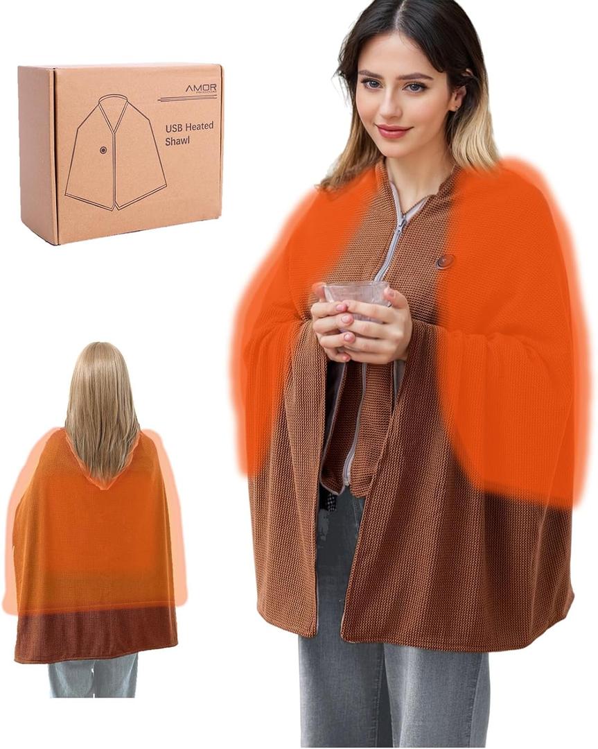 Cordless Heated Blanket Battery Operated, Portable Electric Heated Shawl Wrap Blanket for Women Men, Wireless Wearable USB Heated Warming Throw Blanket for Indoor Outdoor