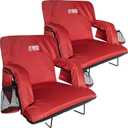 BRAWNTIDE Stadium Seat with Back Support - Comfy Cushion, Thick Padding, 2 Steel Bleacher Hooks, 4 Pockets, 2 Cup Holders, Reclining Back, Ideal Chair for Sport Events, Beaches, Camping, Concerts