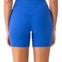 YUNOGA Womens RibFlex Ribbed Biker Shorts 6" Inseam (L, Royal Blue) (Blue, L)