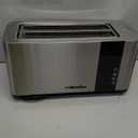 Mueller UltraToast Full Stainless Steel Toaster 4 Slice, Long Extra-Wide Slots for Bagels and Waffles, 6 Browning Levels, LED Display, Cancel/Defrost/Reheat Functions & Removable Tray, Kitchen Gadgets