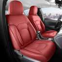 FREESOO Car Seat Covers Full Set, Waterproof Automotive Seat Covers, Leather Cars Interior Covers, Seats Protection Universal fit Babies & Adult (Red)