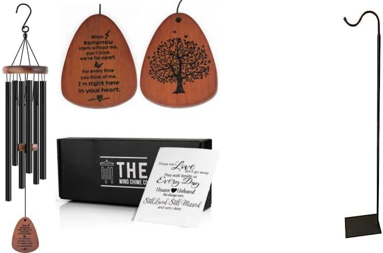The Wind Chime CO Memorial Wind Chime, Wind Chime Gift for The Loss of A Loved One. Shepherd's Hook Floor Stand for Outdoor, Hnaging Plant. Bundle