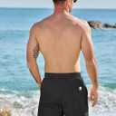 PLEPAN Mens 5 Inch Linen Shorts - Casual Elastic Waist Drawstring Summer Beach Shorts with Pocket (Black, XXL)