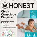 The Honest Company Clean Conscious Diapers for Delicate Skin | Up to 100% Leakproof | Hypoallergenic, Fragrance Free | Gender Neutral | Club Box, Size 2 (12-18 lbs), 72 Count (Prints May Vary) (Multi-colored Giraffes + Barnyard Babies)