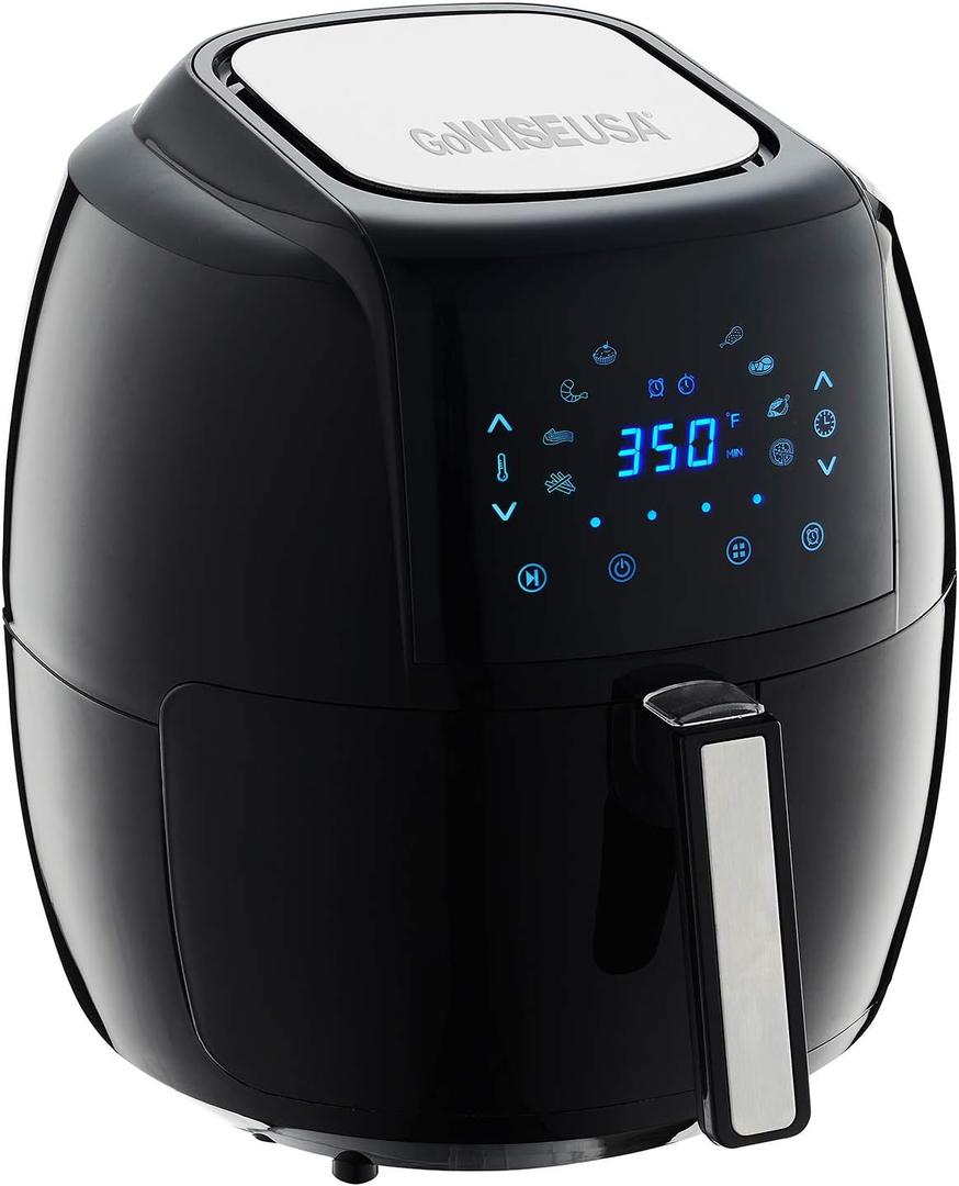 GoWISE USA GW22731 5.8-Quarts 8-in-1 Electric Air Fryer XL + 50 Recipes for your Air Fryer Book (Black), 5.8-QT