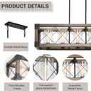 Farmhouse Kitchen Island Lighting, 5-Light Dining Room Light Fixture Over Table, Rustic Wooden Rectangle Chandelier, Pool Table Pendant Light Fixtures with Clean Glass Shade