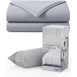 Cooling Comforter, Cooling Blanket for Hot Sleepers, All Season Lightweight Comforter for Night Sweats, Down Alternative Duvet Insert, Blanket for Night Sweats, Queen - 90"x90"(Mist Gray)