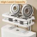 ShellKingdom Over The Toilet Storage Shelf, Toilet Paper Holder Stand Shelves, Punch-Free Bathroom Storage Rack with 2 Hooks, Small Space Organizers for Bathroom, Home, Countertop, White