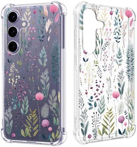 GREATRULY Floral Clear Case for Galaxy S24 for Women/Girls,Pretty Phone Cover for Samsung S24,Flower Design Slim Soft Transparent Drop Proof TPU Protective Silicone Bumper Shell,FL-36
